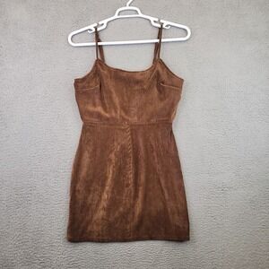 Justify Babydoll Dress Juniors L Brown Corduroy Y2K Soft Grunge Retro Sweetheart